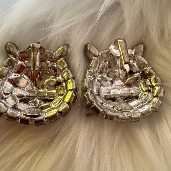 Kenneth Jay Lane Silver and Black Cat Earrings 1950’s - Picture 4 of 5